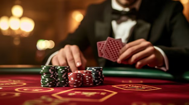 Live dealer blackjack table with multiple camera angles